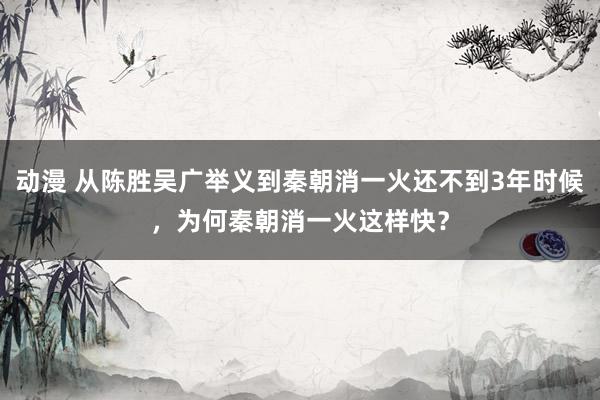 动漫 从陈胜吴广举义到秦朝消一火还不到3年时候，为何秦朝消一火这样快？