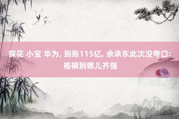 探花 小宝 华为， 到账115亿， 余承东此次没夸口: 袼褙到哪儿齐强