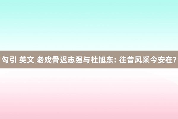 勾引 英文 老戏骨迟志强与杜旭东: 往昔风采今安在?