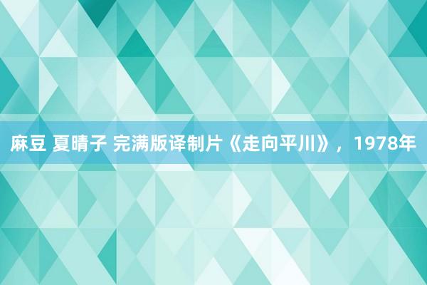 麻豆 夏晴子 完满版译制片《走向平川》，1978年
