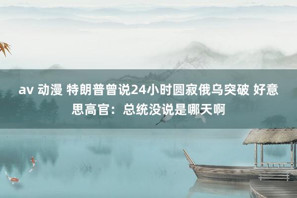 av 动漫 特朗普曾说24小时圆寂俄乌突破 好意思高官：总统没说是哪天啊