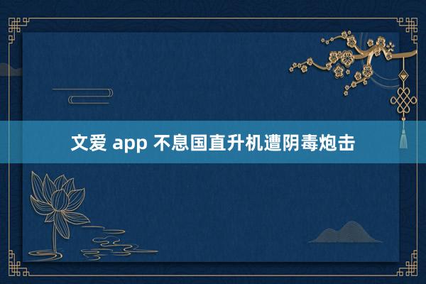 文爱 app 不息国直升机遭阴毒炮击